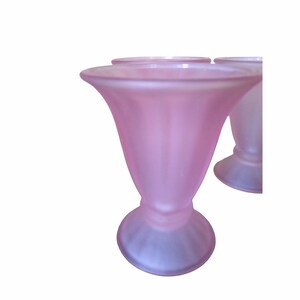 VINTAGE Satin Pink Frosted Glass Dessert Glasses Set of 4 Dessert Glasses, Home Decor image 3