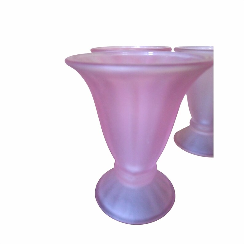 VINTAGE Satin Pink Frosted Glass Dessert Glasses Set of 4 Dessert Glasses, Home Decor image 3