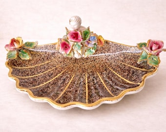 VINTAGE Italian Dish  Floral Decorative Dish, MCM Home Decor