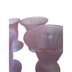 VINTAGE Satin Pink Frosted Glass Dessert Glasses Set of 4 Dessert Glasses, Home Decor image 4