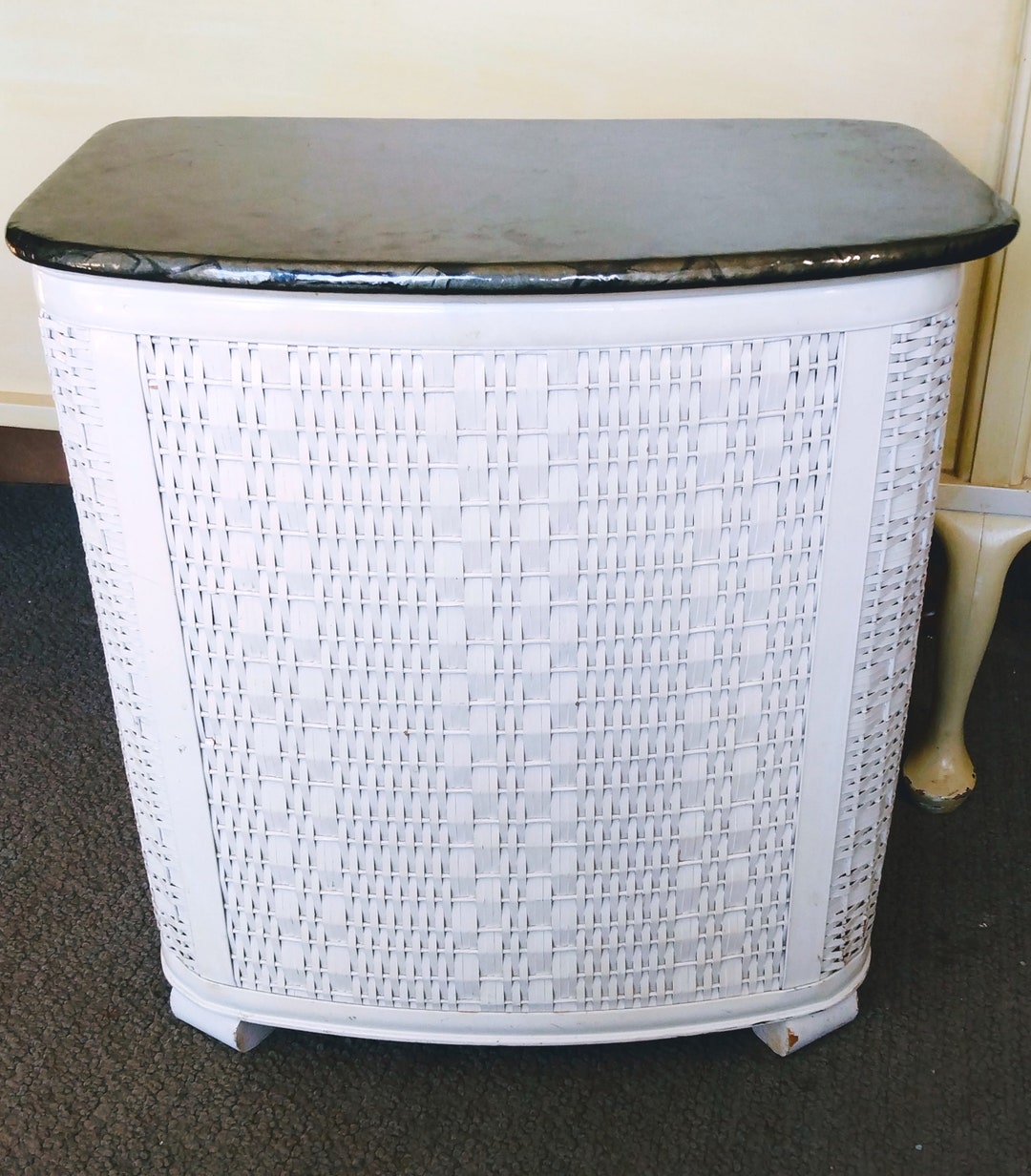 VINTAGE Laundry Hamper MCM Clothes Hamper, Hollywood Regency Bathroom