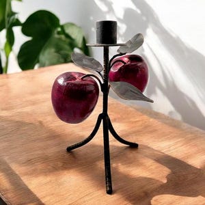 VINTAGE  Apple Decor Apple Candleholder Decor Apple Themed Gifts Apple Farmhouse Kitchen Cozy Farmhouse apple Decorations Apple Collectibles