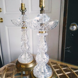 ANTIQUE Early 20th Century French Regency Style Cut Crystal Lamps  Home Decorations