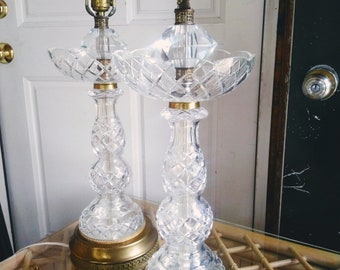 ANTIQUE Early 20th Century French Regency Style Cut Crystal Lamps  Home Decorations