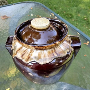 VINYAGE Roseville Pottery Bean Pot  Ceramic Brown Drip Glaze Pottery, Farmhouse Decor, Rustic Decor