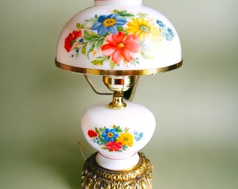Antique Style Hurricane Gone with the Wind Lamp Hand Painted Floral Hurricane Glass Traditional Southern Style Lamp with Hurricane Globe