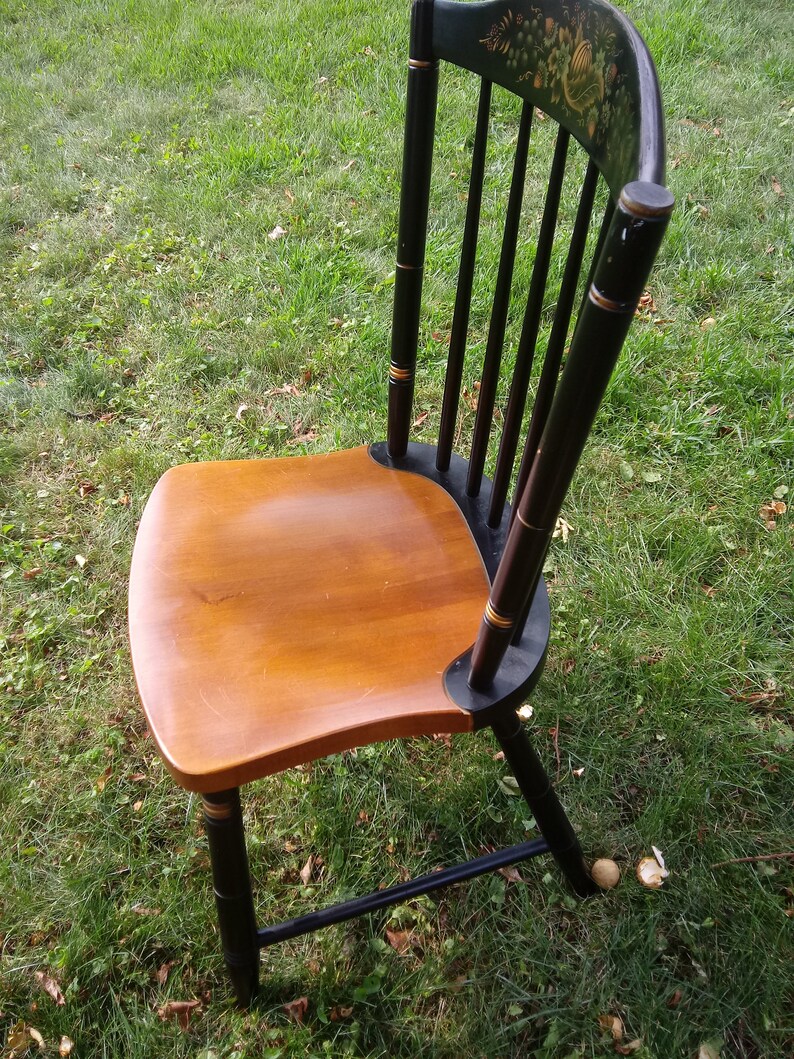 VINTAGE Dining Chairs L. Hitchcock Black Harvest Side Chair | Etsy