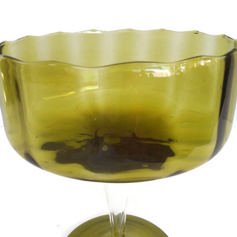 Vintage Large Mid Century Green Imported Crystal Vase by Etsy