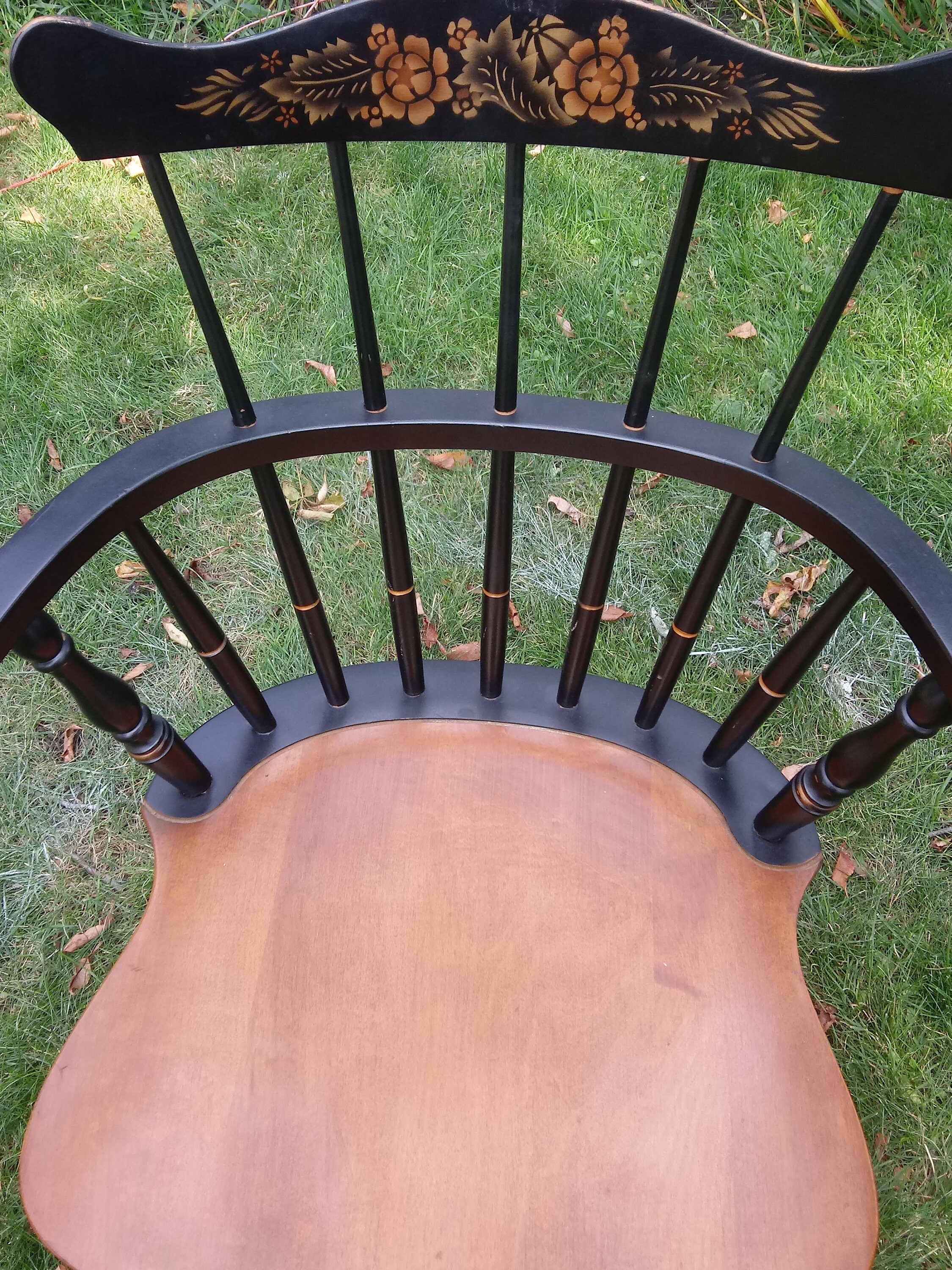 4 VINTAGE Dining Chairs L. Hitchcock Black Harvest Arm Etsy