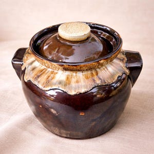 VINYAGE Roseville Pottery Bean Pot  Ceramic Brown Drip Glaze Pottery, Farmhouse Decor, Rustic Decor