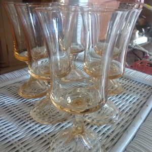 VINTAGE Misty Yellow Water Glasses Elegant Wine Glasses, Home Decor Set of 6 5 3/4 image 4