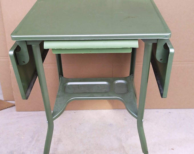 VINTAGE Army Green Typewriter Table, Metal Green Rolling Table, Office Storage, Metal Desk Etsy