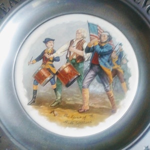4 VINTAGE American Revolution Pewter Plates Set of 4 Home Decor image 2