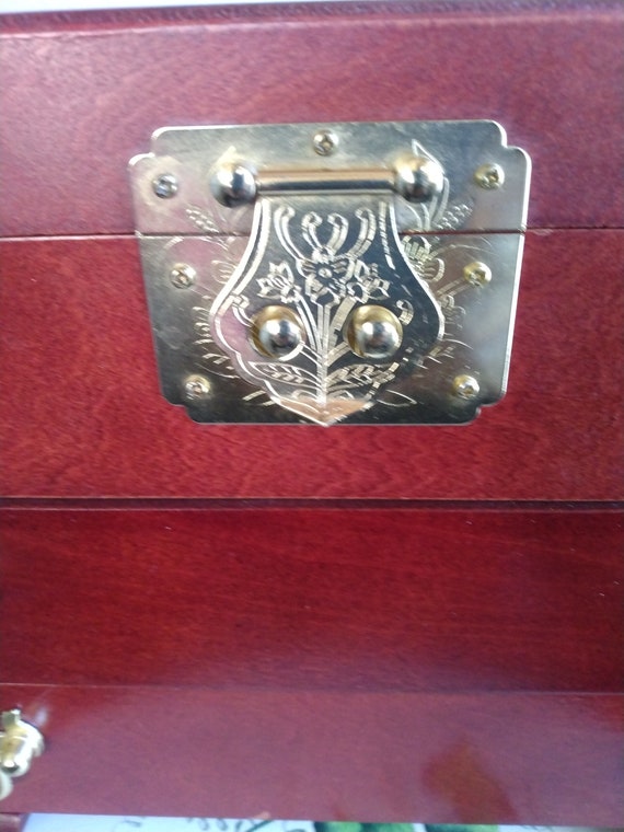 VINTAGE Oriental Jewelry Box// Rosewood Jewelry B… - image 5