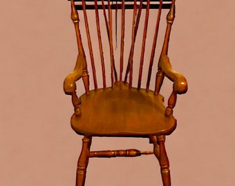 Vintage Stenciled Fiddleback Chair Ethan Allen Heirloom Fiddleback