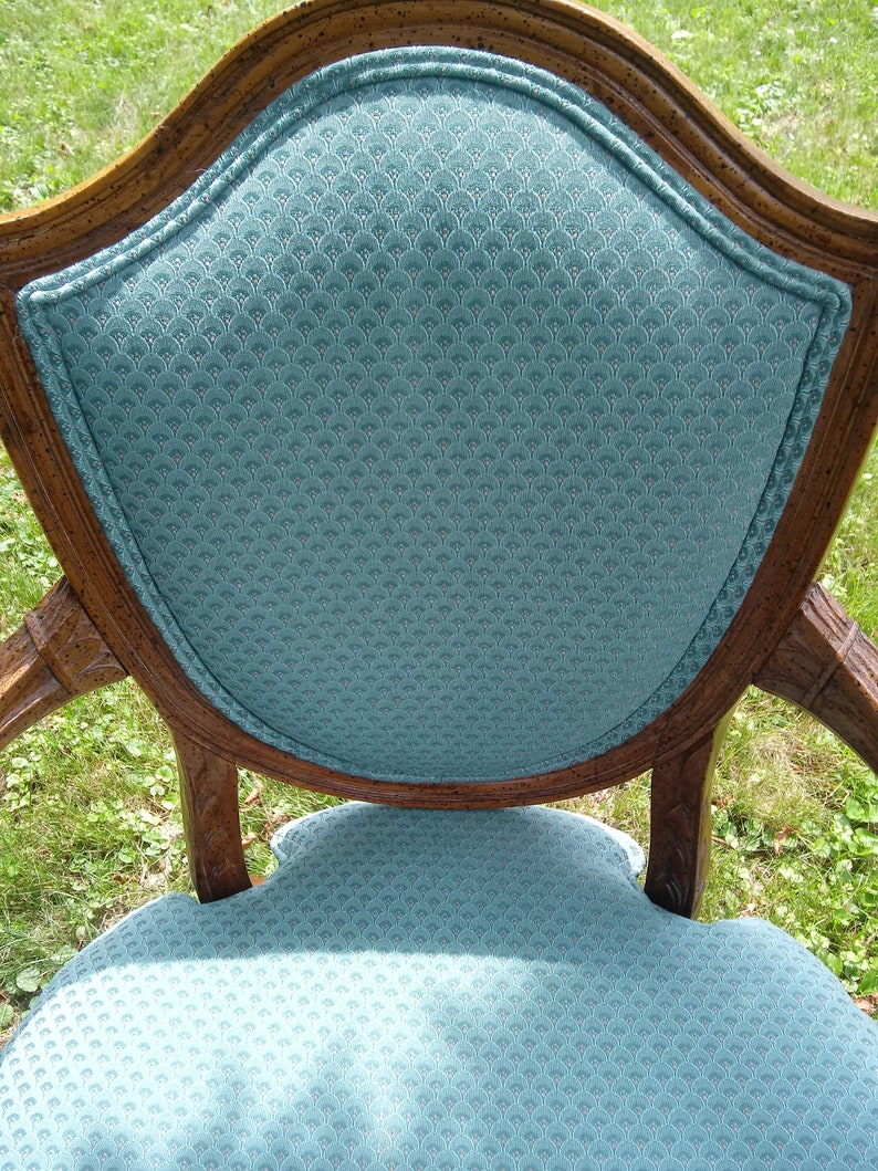 Pair of French Louis XVI Style Antique Fauteuil Arm Chairs Vintage, French Country, Home Decor image 3