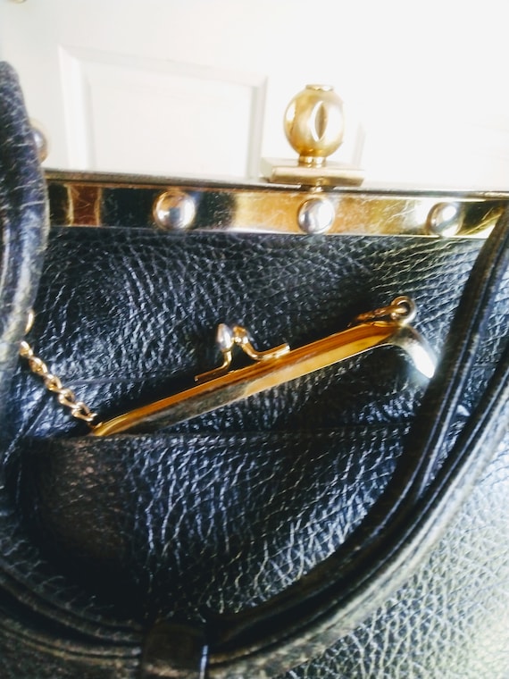 VINTAGE Black Pebble Leather SABER Handbag - Etsy