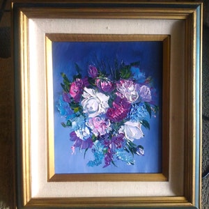VINTAGE Painting  Floral Painted Picture, Home Decor