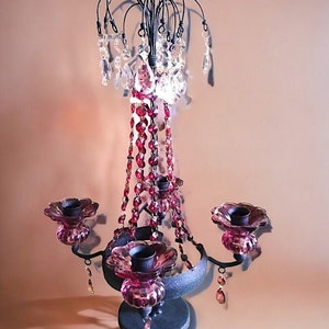 Vintage Crystal Table Top Chandelier Crystal Candle Holder with Faceted Glass Wedding Table Reception Decor Elegant Crystal Centerpiece