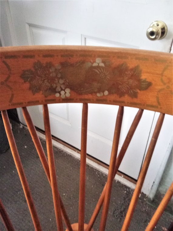 Vintage Stenciled Fiddleback Chair Ethan Allen Heirloom Fiddleback