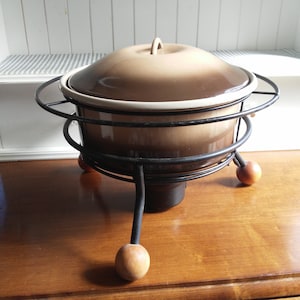 VINTAGE Mid Century Modern Warming Dish// Retro Atomic Style Warming Dish// MCM Warming Pot/Server// Chafing Dish// Retro Cool image 1