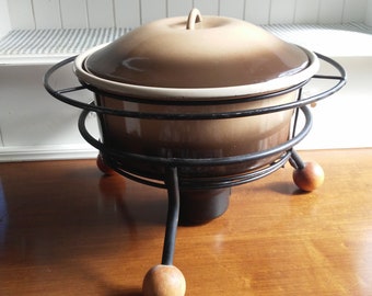 VINTAGE Mid Century Modern Warming Dish// Retro "Atomic" Style Warming Dish// MCM Warming Pot/Server// Chafing Dish// Retro Cool