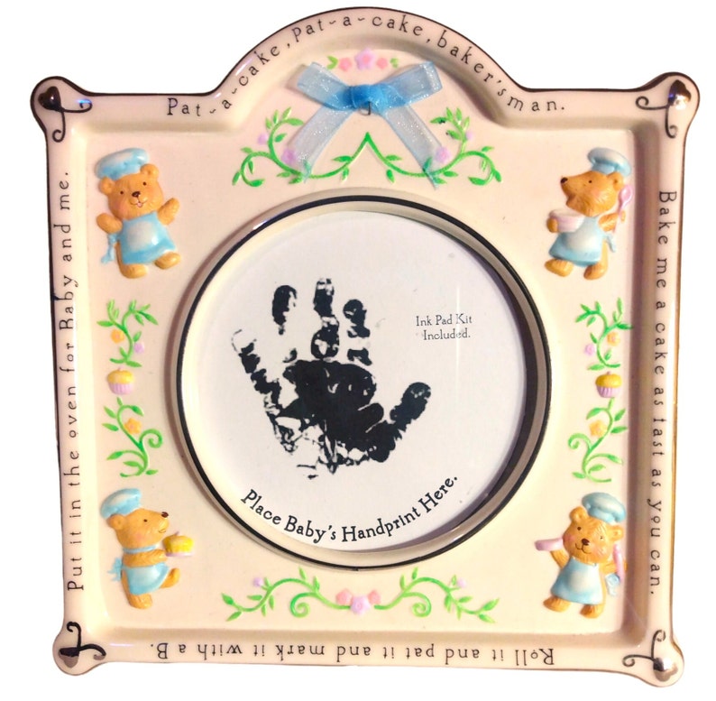 VINTAGE Baby Frames Hallmark Porcelain Patacake Blue Bear Decor Frames Etsy