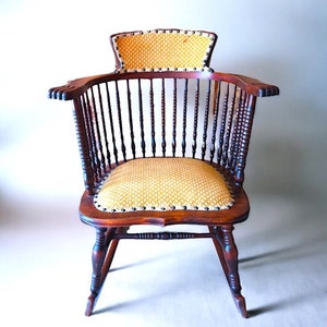 Antique Bobbin Turned Chair Rare Antique Rocking Chair with Turned Wood Details Traditional Bobbin Spindle Rocker image 1