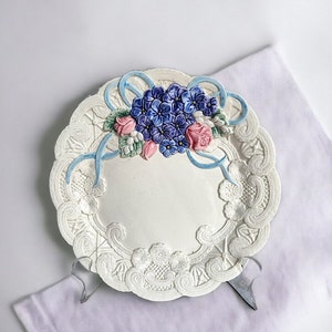 VINTAGE Fitz and Floyd Victorian Lace Plate Hand painted Porcelain Canape Plate with Intricate Lacework Fitz and Floyd Collectible Plate