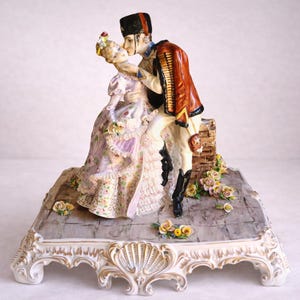 ANTIQUE Capodimonte Porcelain Couple  Porcelain Roses, Authentic Italian Porcelain, N Crown Mark, Home Decor ****Rare****