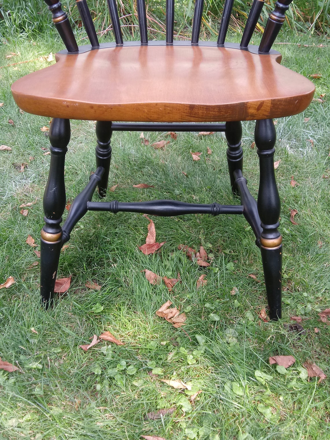 4 VINTAGE Dining Chairs L. Hitchcock Black Harvest Arm Etsy