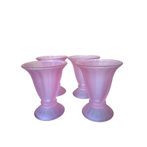 VINTAGE Satin Pink Frosted Glass Dessert Glasses Set of 4 Dessert Glasses, Home Decor image 2