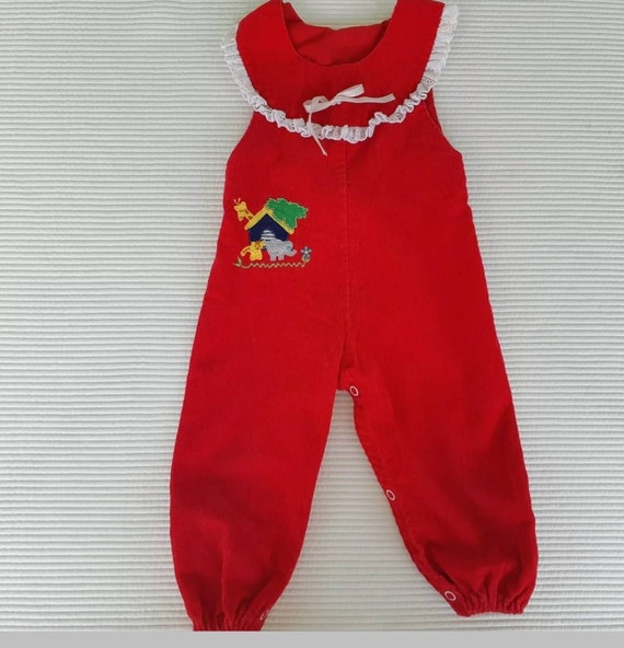 Vintage Baby Onesie  Vintage Corduroy Baby Jumpsuit  Infant Jumper  Baby Bodysuit  9 Months 9M  Coveralls