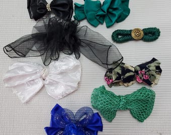 8 pasadores, lazos y pinzas para el cabello vintage de los años 80 y 90, color liso, estampado floral, lote de 5" a 11".