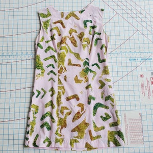Geometric Shift Tunic Dress Woman&#39;s XSmall Vintage Pink Green Handmade 1960&#39;s