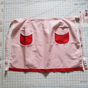 Half Apron Vintage Red White Polka Dot Pocket Italy Cottagecore
