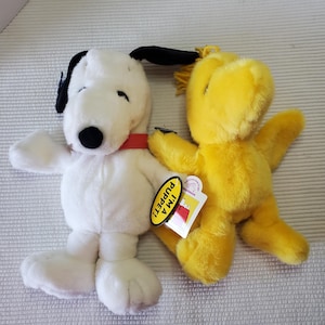 Jordnötter Snoopy Woodstock Handdocka Applåder Med Etiketter Vintage Gosedjur