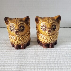 Kattsaltpepparkar i keramik, vintagestil, 2,75" Googly Eyes, MCM, Japan, 60-70-tal