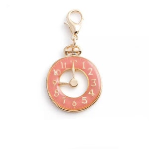 Gold Clock Lobster Clasp Charm