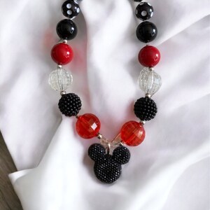 Bubblegum Beaded Necklace Chunky Bead Pendant Necklace
