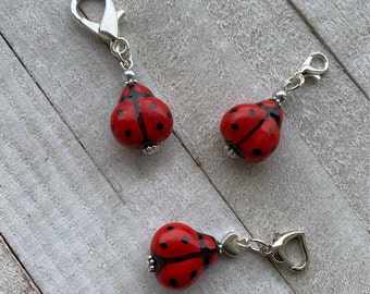 Silver Ladybug Clip on Charm Zipper Pull Insect Dangle Purse Charm