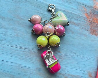 Traveler's Notebook Beaded Planner Pink and Yellow car Charm