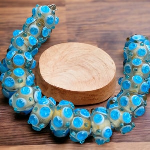 15 piece set Handcrafted Fine, Murano Lampwork Glass Flower Beads 12mm