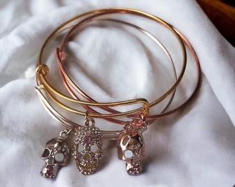Crystal Skull Charm Armband Uitbreidbare Bangle