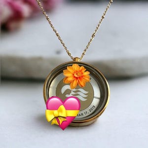 Stainless Steel Gold Memory Floating Charm Matte Round Glass Locket Pendant with Necklace Fits Medallions and Airtags