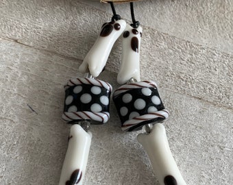 Notatnik podróżnika, planer, zakładka, sznurek, lampwork, kość dla psa, łapa psa, koraliki
