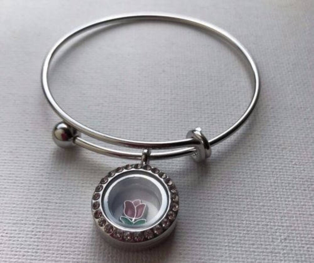 Stainless Steel Adjustable Charm Locket Bangle - Etsy