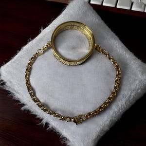 Stainless Steel Medallion and Airtag Glass Locket Gold Chain Bracelet