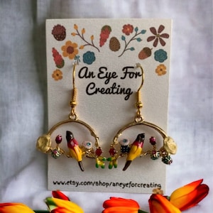 Spring Inspired Dangle Bird Earrings