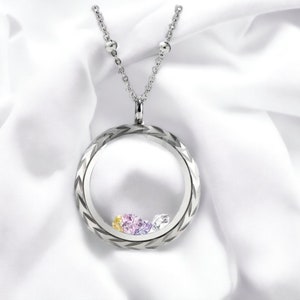 30mm Silver Stainless Steel Waterproof Living Memory Floating Charm Round Glass Locket and Satellite Chain Necklace